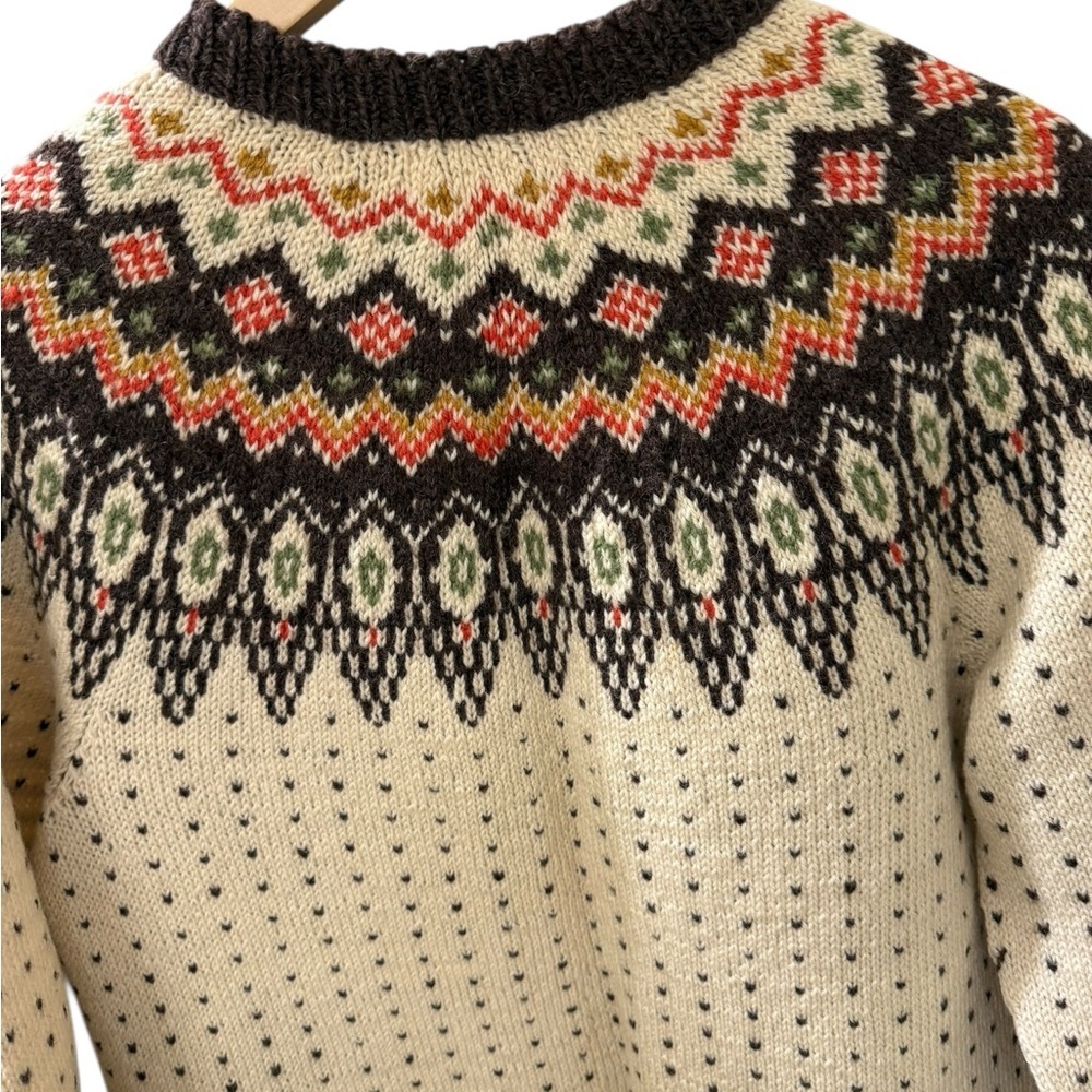 Norsk Husfllid Hand Knitted Norway Fair Isle Size M 100% Pure VirginWool Sweater - Picture 4 of 6